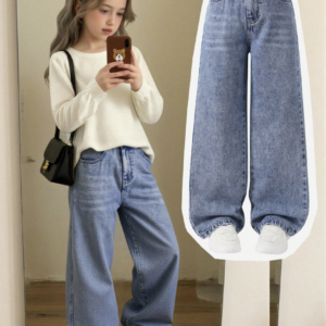 Quần Jean Ống Rộng Bé Gái – Phong Cách Hàn Quốc