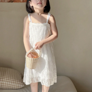 Váy hai dây bé gái chất ren hoa